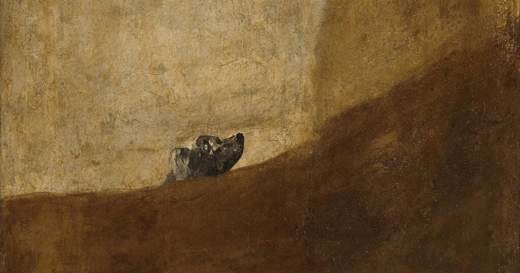 Goya híres festménye, „A kutya” 