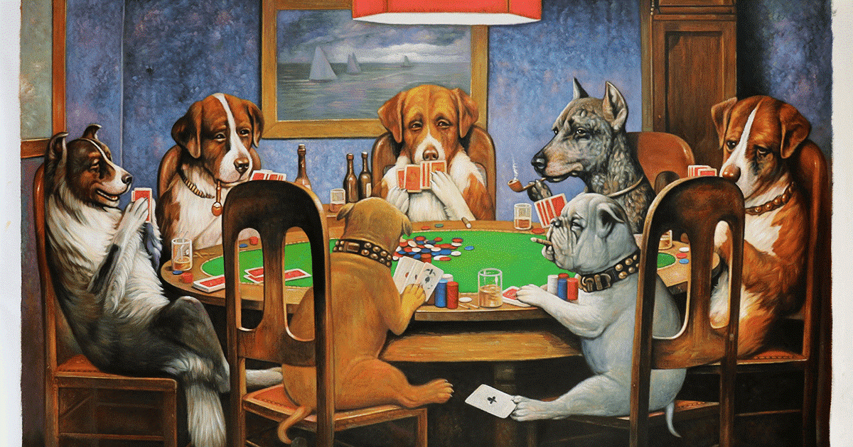 il dipinto raffigurante cani che giocano a poker